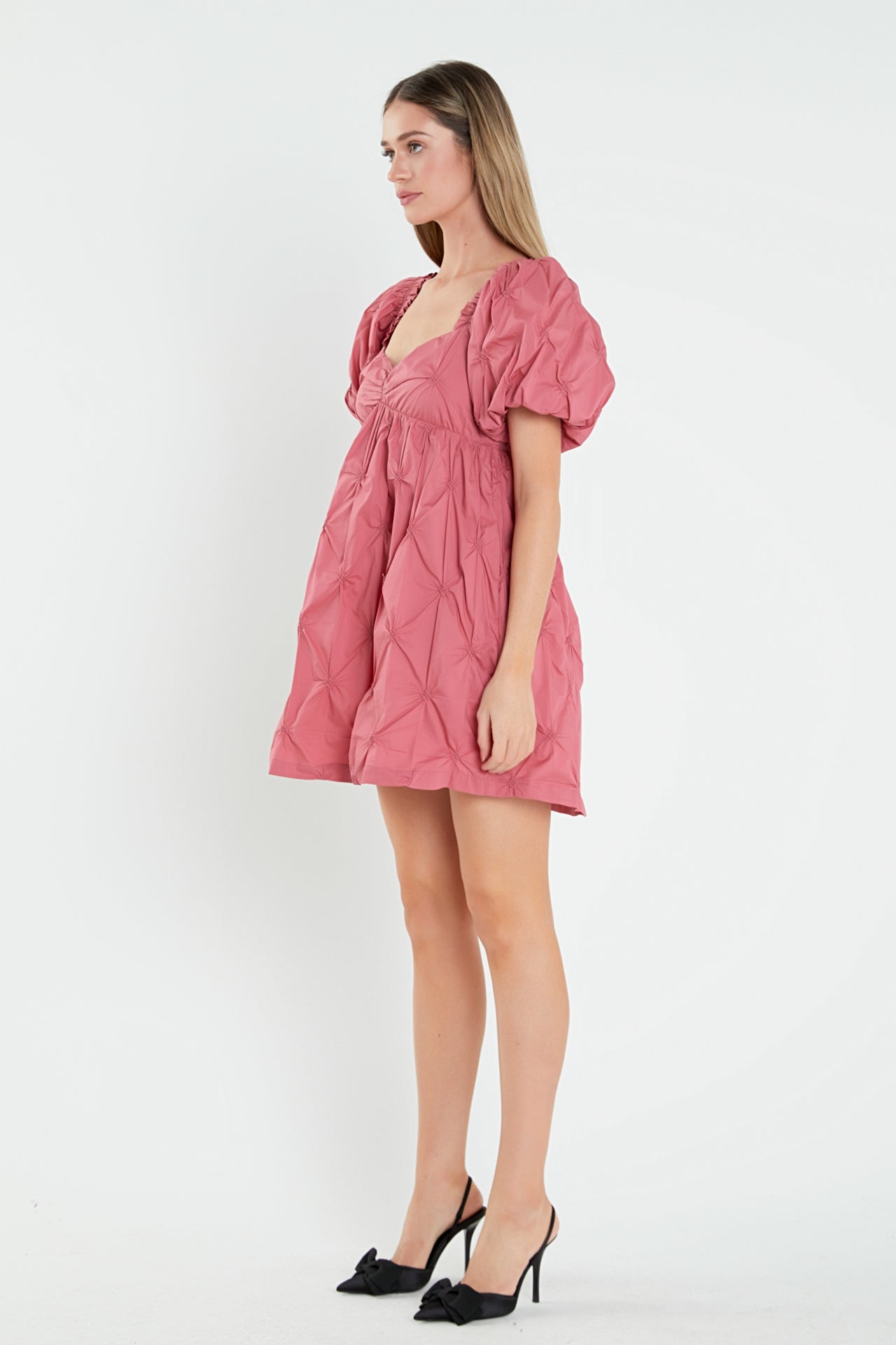 ENGLISH FACTORY - Textured Babydoll Mini Dress - DRESSES available at Objectrare