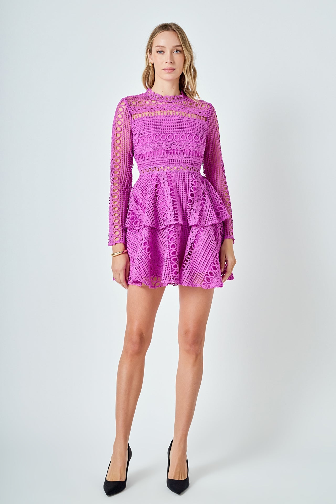 ENDLESS ROSE - Crochet Lace Mini Dress - DRESSES available at Objectrare