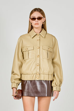 ENDLESS ROSE - Faux Leather Jacket with Gold Buttons - JACKETS available at Objectrare