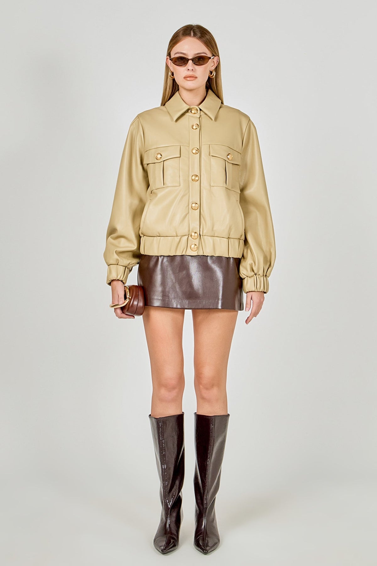 ENDLESS ROSE - Faux Leather Jacket with Gold Buttons - JACKETS available at Objectrare