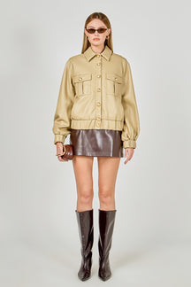 ENDLESS ROSE - Faux Leather Jacket with Gold Buttons - JACKETS available at Objectrare