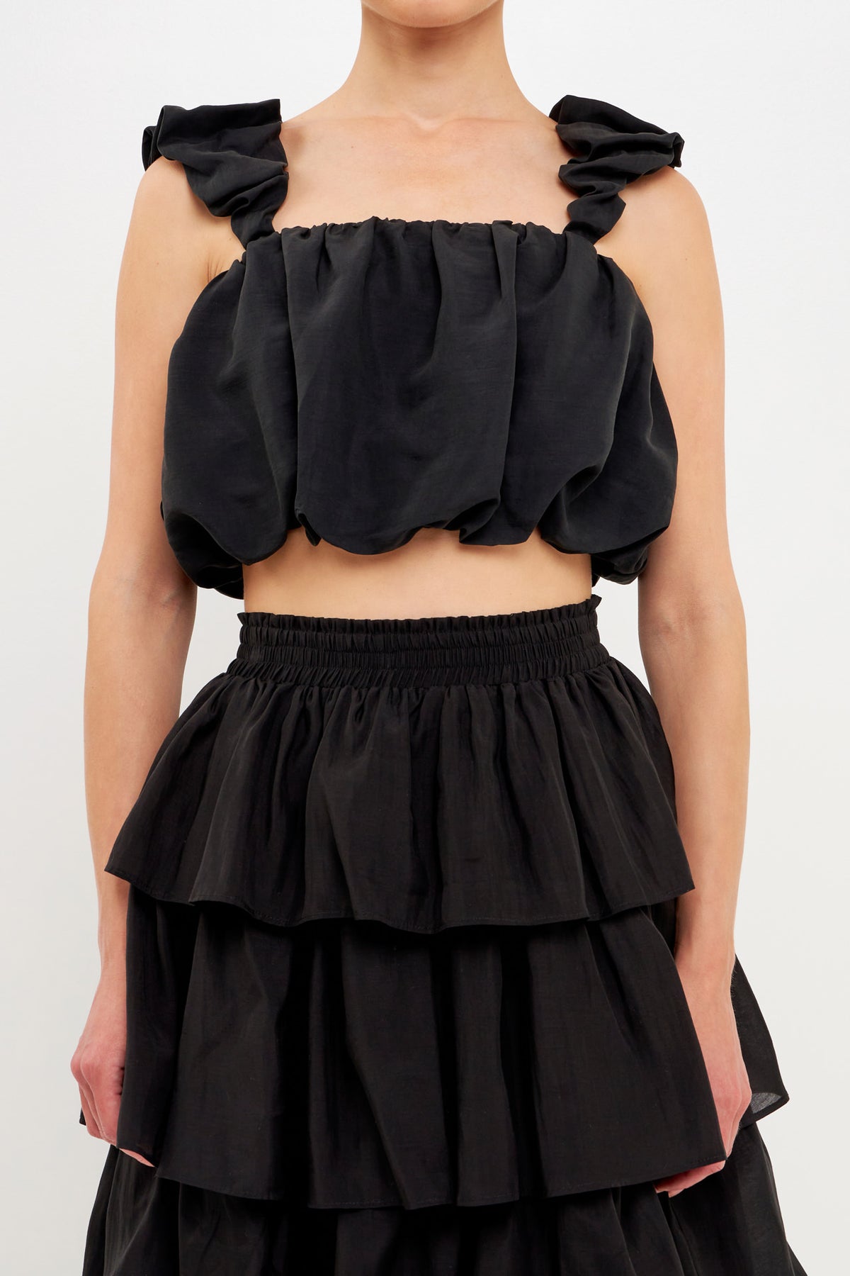 ENDLESS ROSE - Puff Sleeve Cropped Top - TOPS available at Objectrare