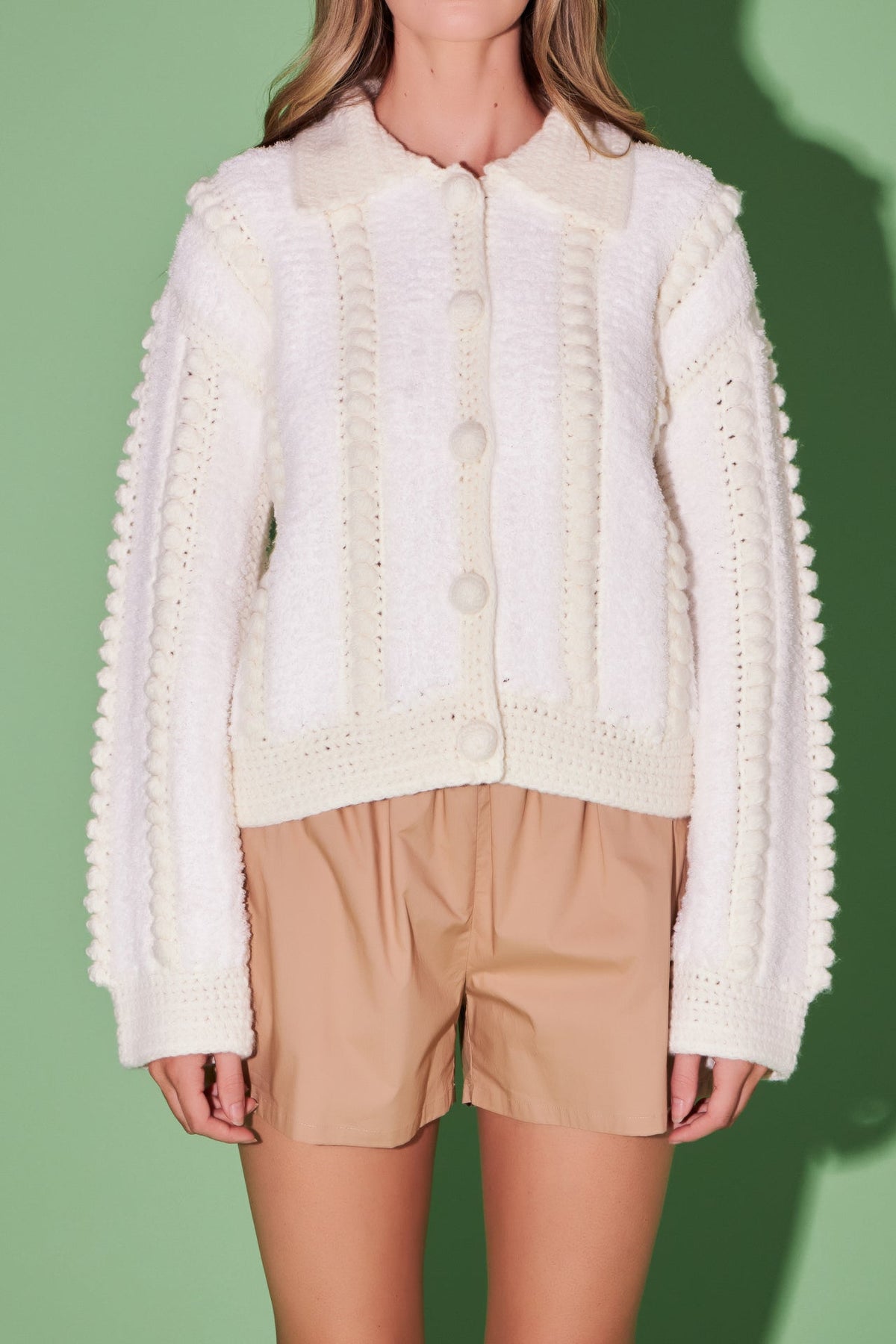 ENGLISH FACTORY - Premium Handmade Pom Pom Cardigan - SWEATERS & KNITS available at Objectrare