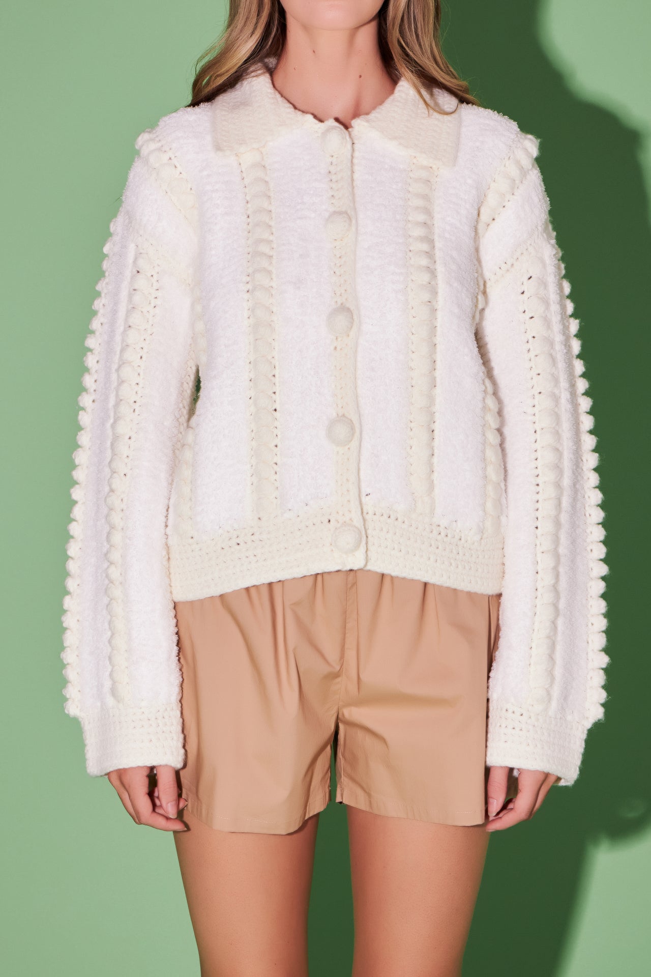 ENGLISH FACTORY - Premium Handmade Pom Pom Cardigan - SWEATERS & KNITS available at Objectrare