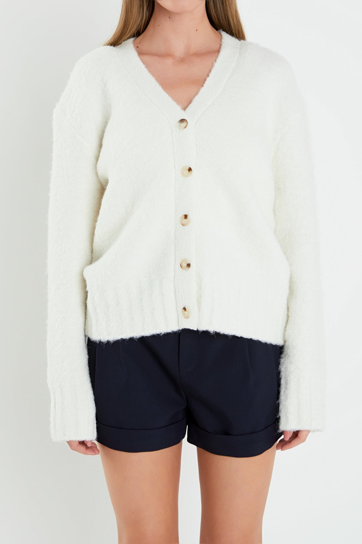 ENGLISH FACTORY - Fuzzy Button-Up Cardigan - CARDIGANS available at Objectrare