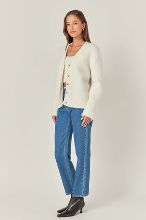 ENGLISH FACTORY - Fuzzy Button-Up Cardigan - SWEATERS & KNITS available at Objectrare