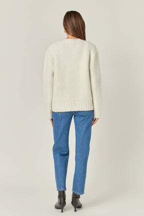 ENGLISH FACTORY - Fuzzy Button-Up Cardigan - SWEATERS & KNITS available at Objectrare