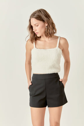 ENGLISH FACTORY - Fuzzy Crop Tank Top - SWEATERS & KNITS available at Objectrare