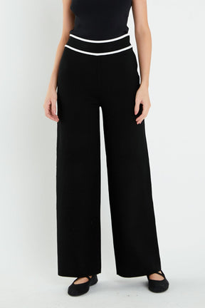 ENGLISH FACTORY - English Factory - High-Waisted Wide-Leg Knit Pants - PANTS available at Objectrare