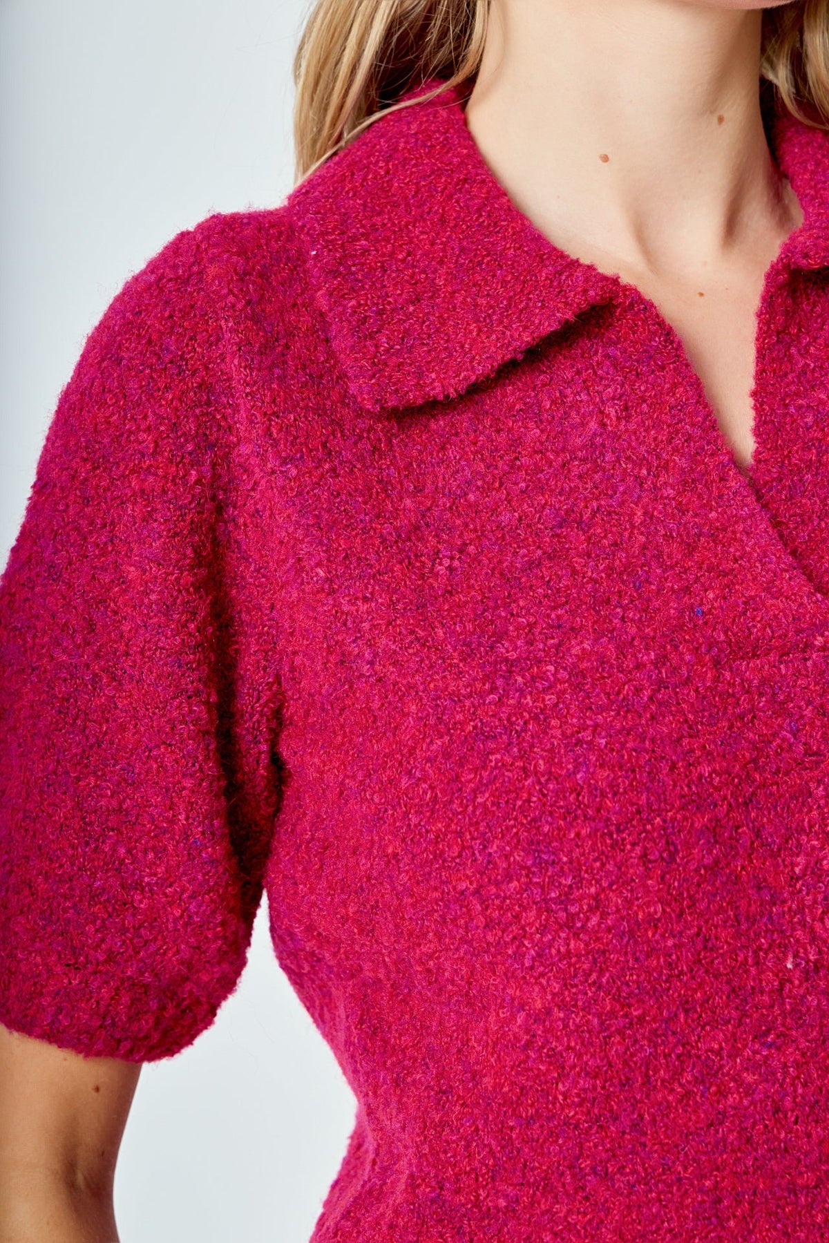 Short-Sleeve Collared Sweater