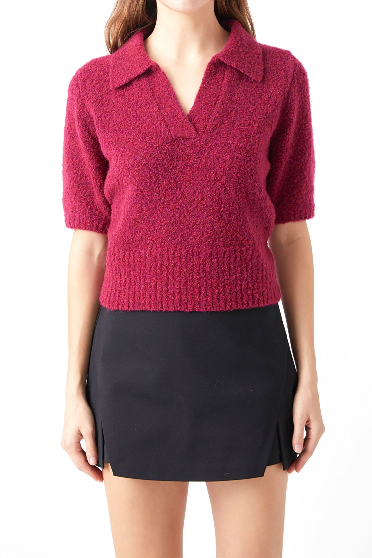 ENDLESS ROSE - Short-Sleeve Collared Sweater - SWEATERS & KNITS available at Objectrare