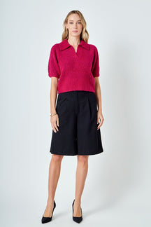 ENDLESS ROSE - Short-Sleeve Collared Sweater - SWEATERS & KNITS available at Objectrare