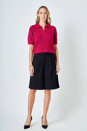 ENDLESS ROSE - Short-Sleeve Collared Sweater - SWEATERS & KNITS available at Objectrare