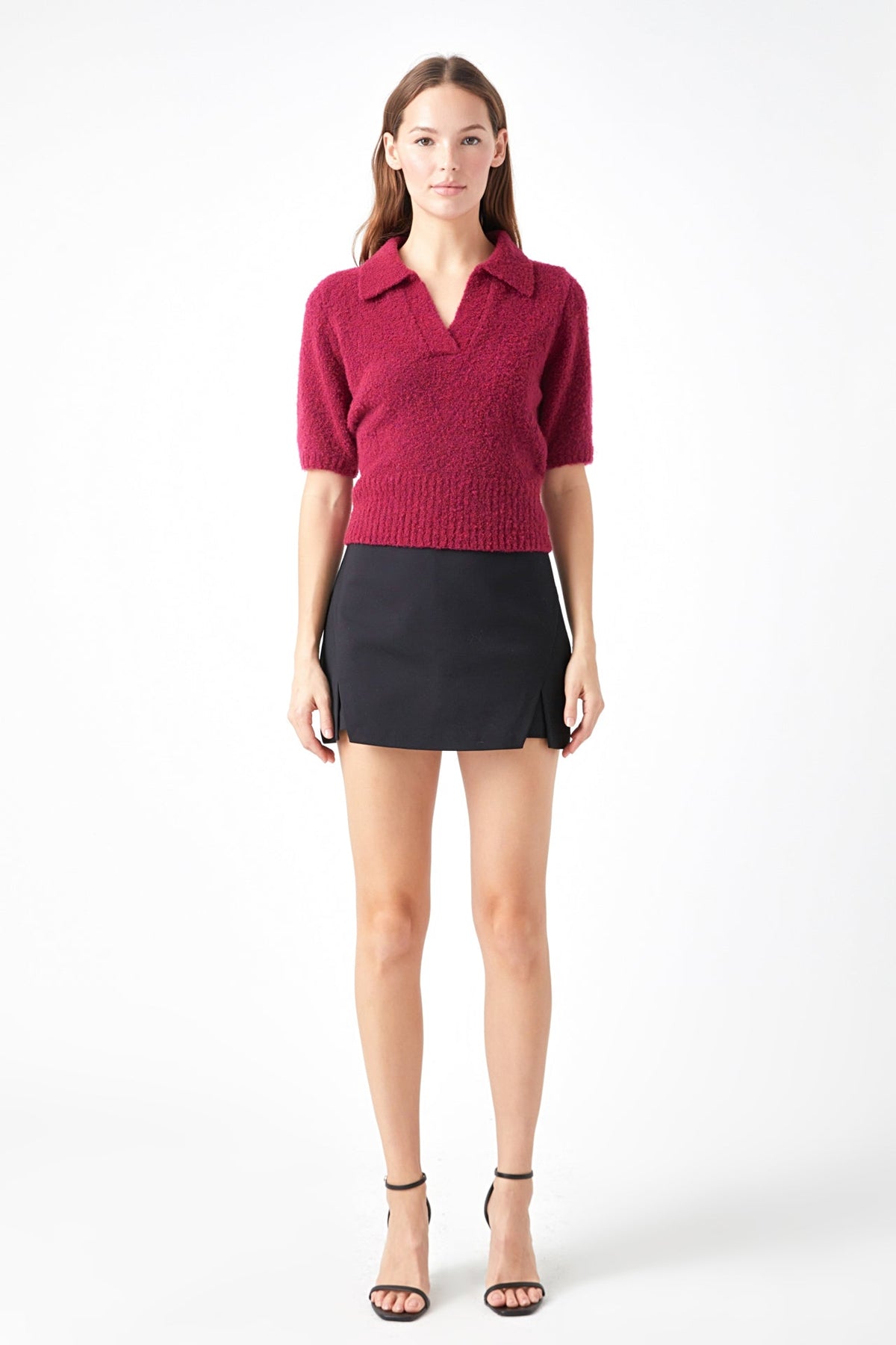 ENDLESS ROSE - Short-Sleeve Collared Sweater - SWEATERS & KNITS available at Objectrare