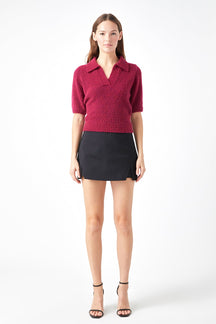 ENDLESS ROSE - Short-Sleeve Collared Sweater - SWEATERS & KNITS available at Objectrare