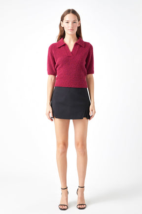 ENDLESS ROSE - Short-Sleeve Collared Sweater - SWEATERS & KNITS available at Objectrare