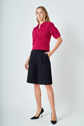 ENDLESS ROSE - Short-Sleeve Collared Sweater - SWEATERS & KNITS available at Objectrare