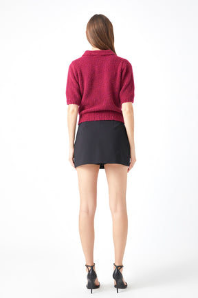 ENDLESS ROSE - Short-Sleeve Collared Sweater - SWEATERS & KNITS available at Objectrare