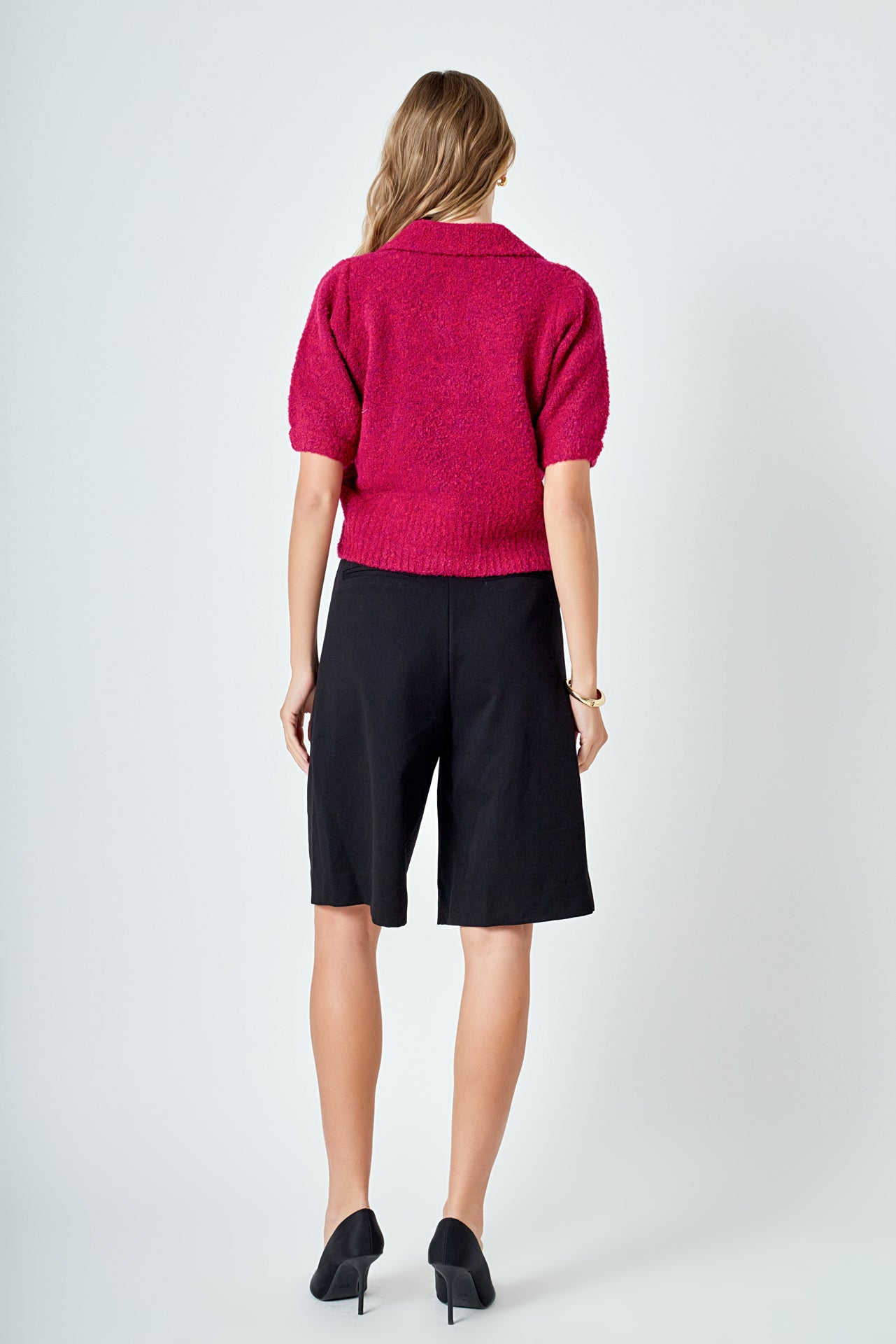 ENDLESS ROSE - Short-Sleeve Collared Sweater - SWEATERS & KNITS available at Objectrare
