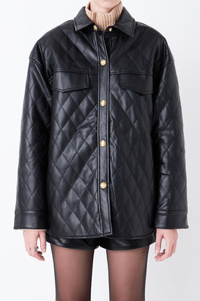 GREY LAB - Quilted Faux Leather Jacket - JACKETS available at Objectrare