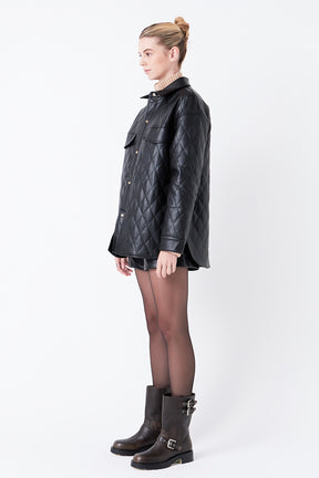 GREY LAB - Quilted Faux Leather Jacket - JACKETS available at Objectrare