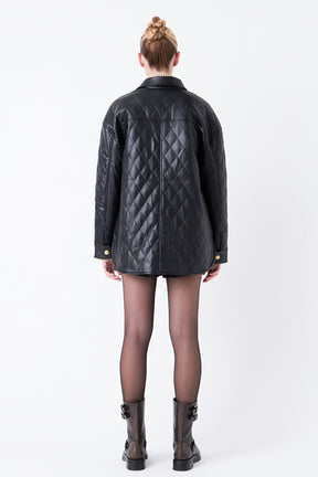 GREY LAB - Quilted Faux Leather Jacket - JACKETS available at Objectrare