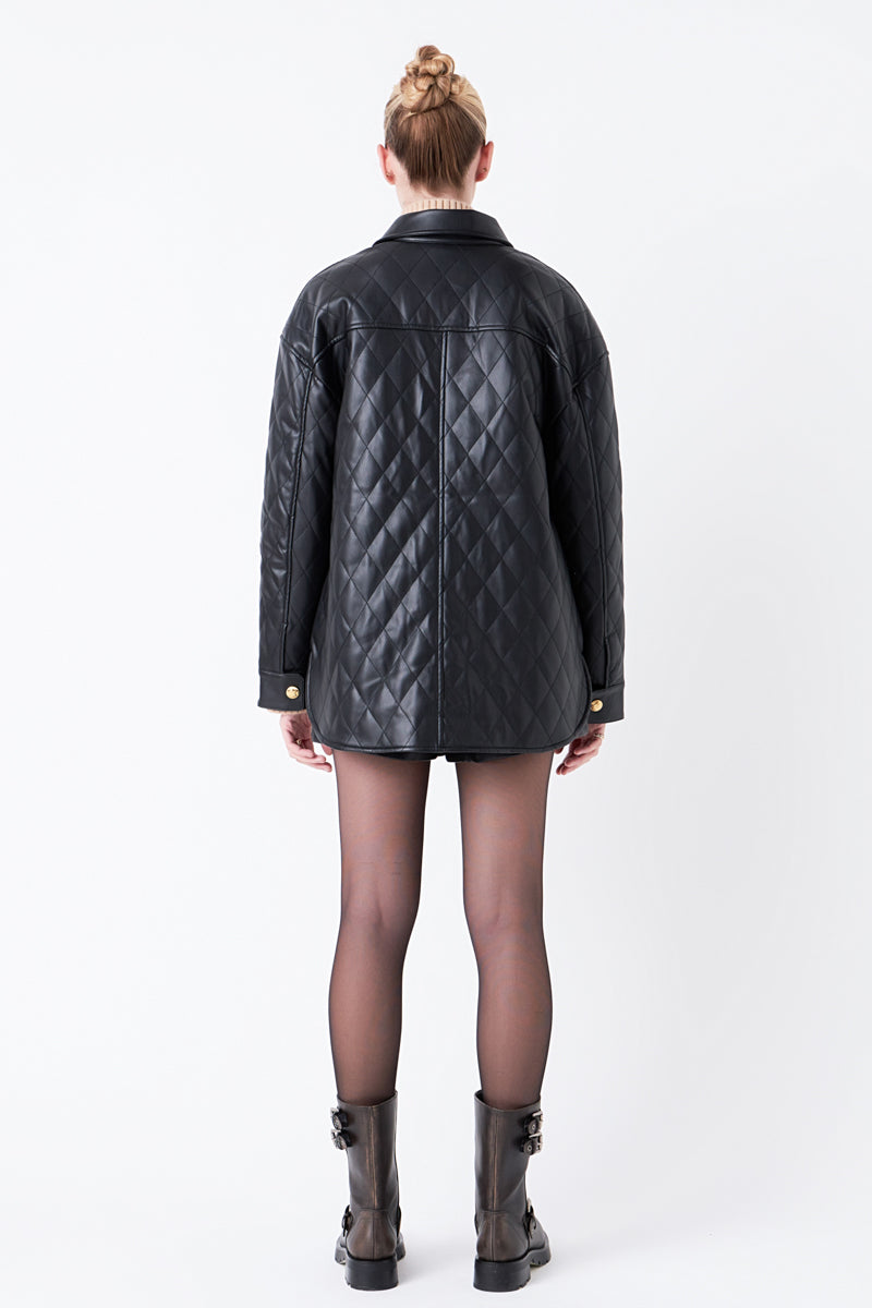 GREY LAB - Quilted Faux Leather Jacket - JACKETS available at Objectrare