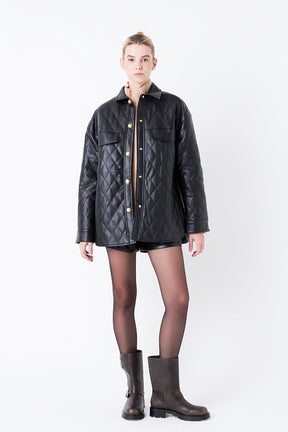 GREY LAB - Quilted Faux Leather Jacket - JACKETS available at Objectrare