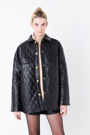 GREY LAB - Quilted Faux Leather Jacket - JACKETS available at Objectrare