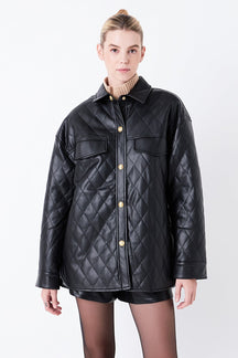 GREY LAB - Grey Lab - Quilted Faux Leather Jacket - JACKETS available at Objectrare