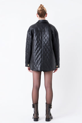 GREY LAB - Quilted Faux Leather Jacket - JACKETS available at Objectrare