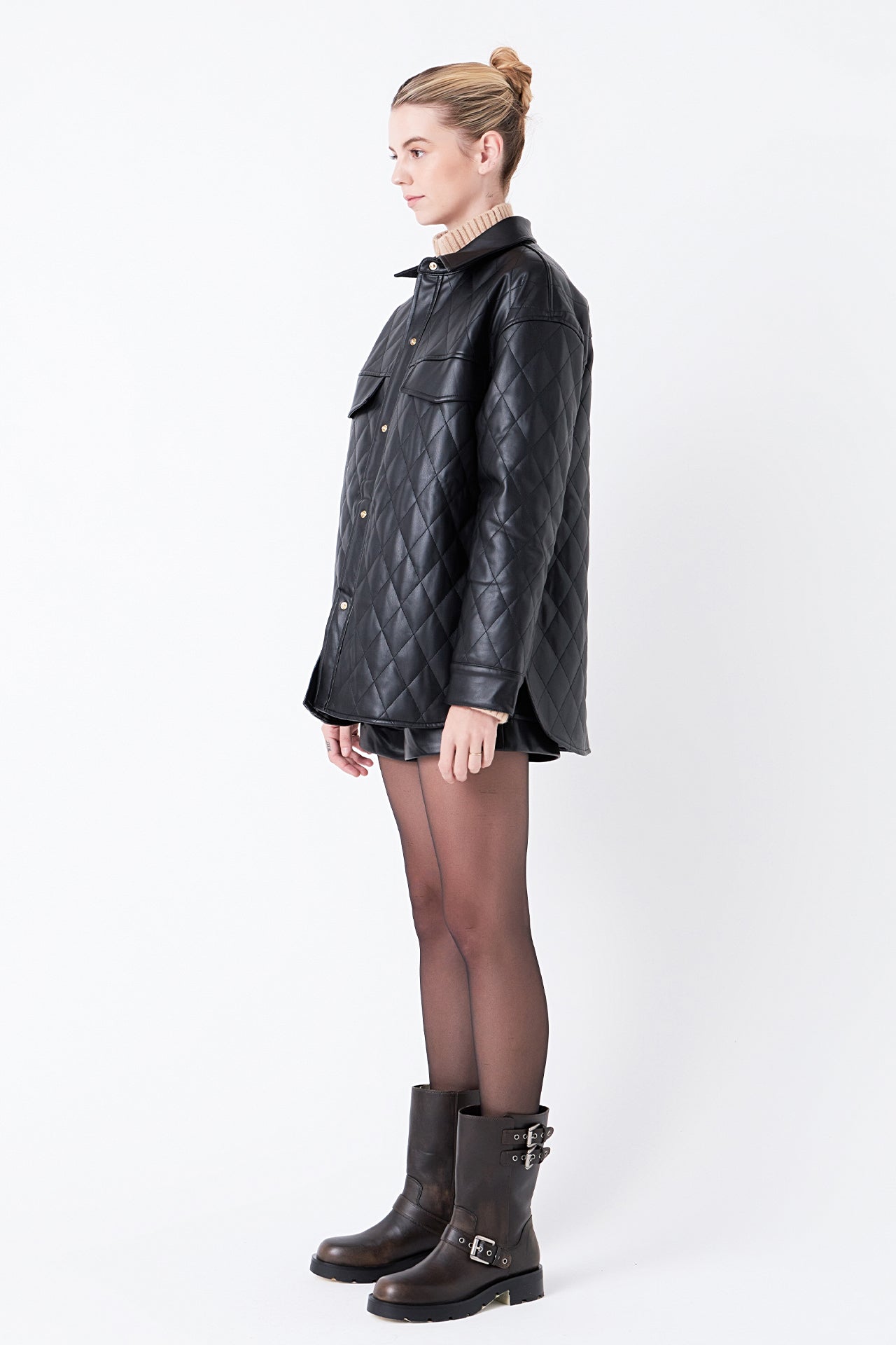 GREY LAB - Grey Lab - Quilted Faux Leather Jacket - JACKETS available at Objectrare