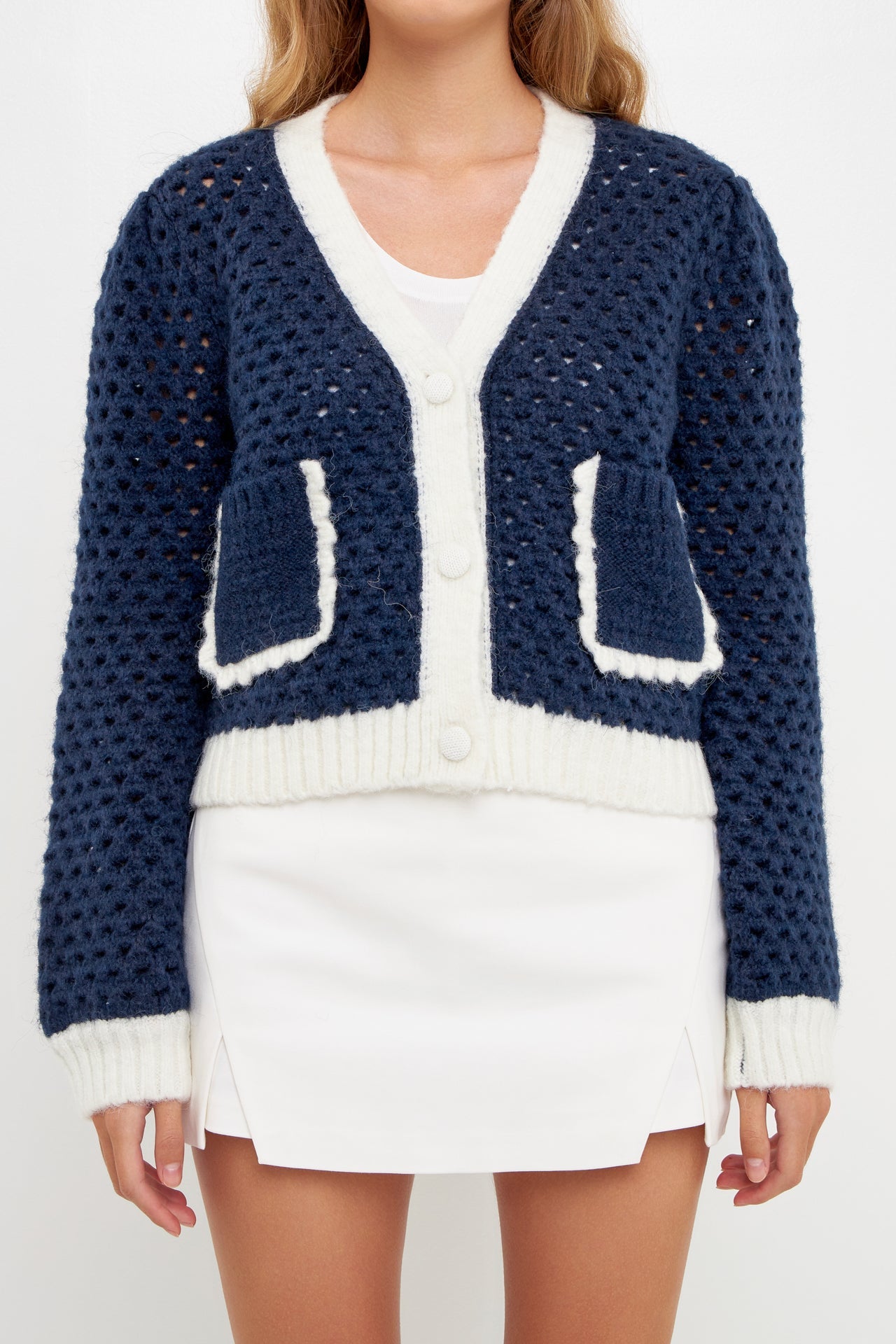 ENGLISH FACTORY - English Factory - Open Weave Cardigan - SWEATERS & KNITS available at Objectrare