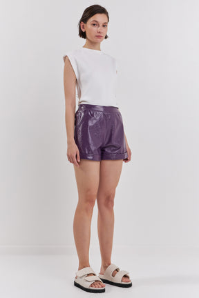GREY LAB - Shiny PU Shorts - SHORTS available at Objectrare