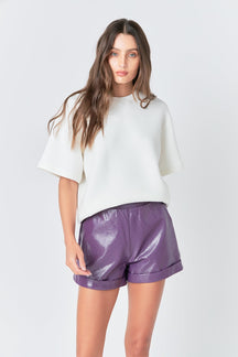 GREY LAB - Grey Lab - Shiny PU Shorts - SHORTS available at Objectrare