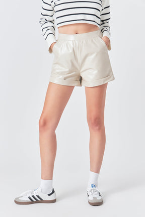 GREY LAB - Grey Lab - Shiny PU Shorts - SHORTS available at Objectrare