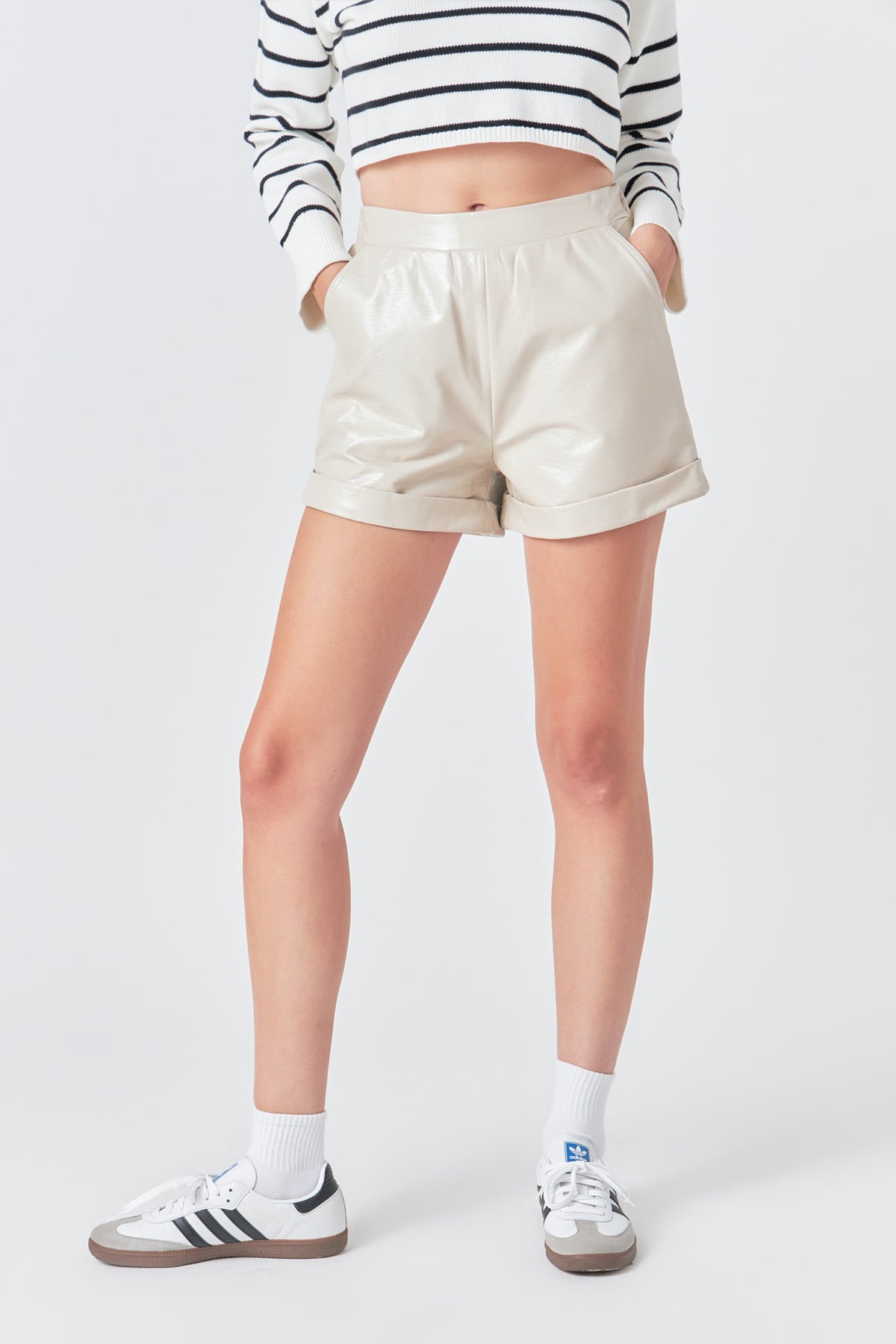 GREY LAB - Shiny PU Shorts - SHORTS available at Objectrare