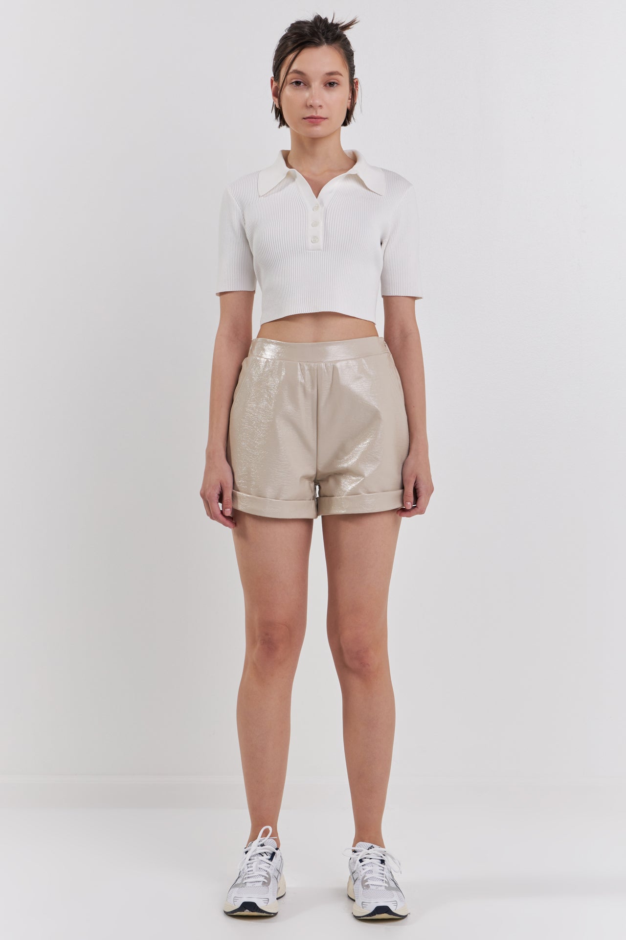 GREY LAB - Shiny PU Shorts - SHORTS available at Objectrare
