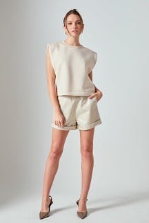 GREY LAB - Shiny PU Shorts - SHORTS available at Objectrare