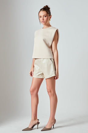 GREY LAB - Shiny PU Shorts - SHORTS available at Objectrare