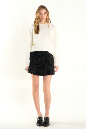 ENDLESS ROSE - Shiny Pu Pleated Mini Skirt - SKIRTS available at Objectrare