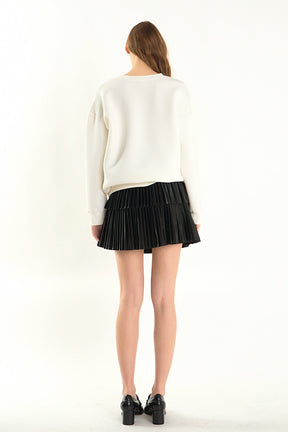 ENDLESS ROSE - Shiny Pu Pleated Mini Skirt - SKIRTS available at Objectrare