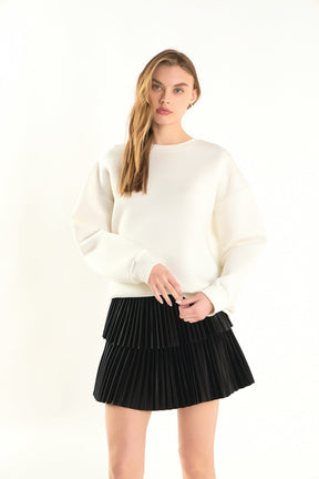 ENDLESS ROSE - Shiny Pu Pleated Mini Skirt - SKIRTS available at Objectrare