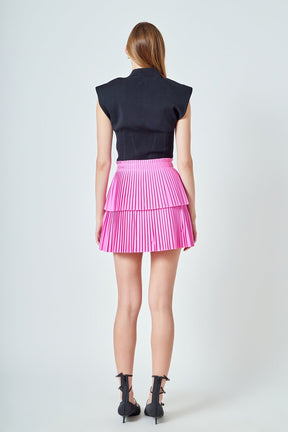 ENDLESS ROSE - Shiny Pu Pleated Mini Skirt - SKIRTS available at Objectrare