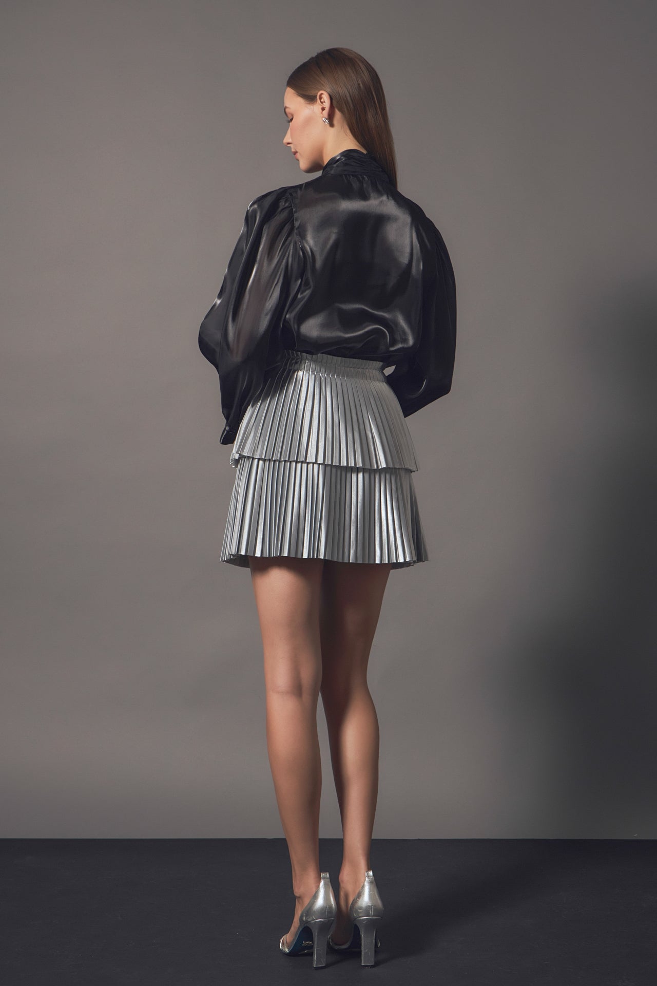 ENDLESS ROSE - Endless Rose - Shiny Pu Pleated Mini Skirt - SKIRTS available at Objectrare