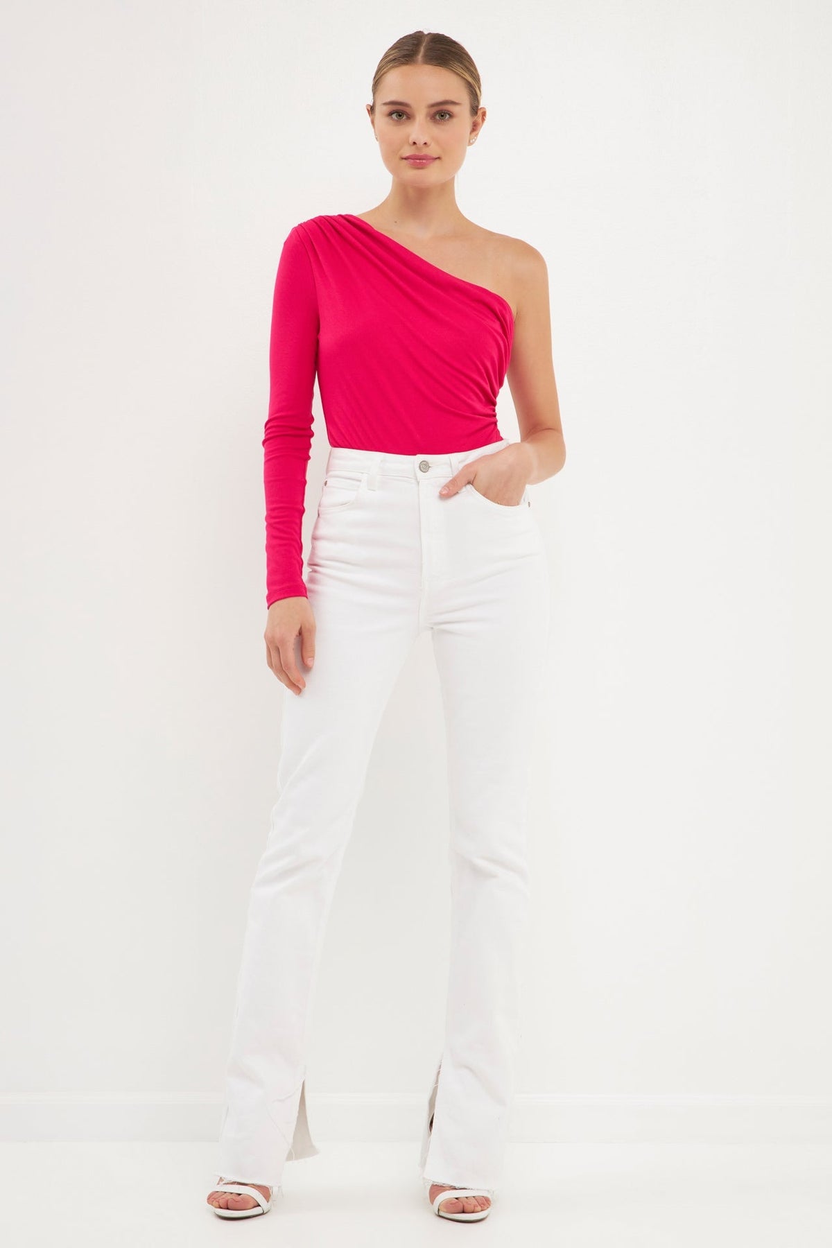 ENDLESS ROSE - One Shoulder Knit Bodysuit - TOPS available at Objectrare