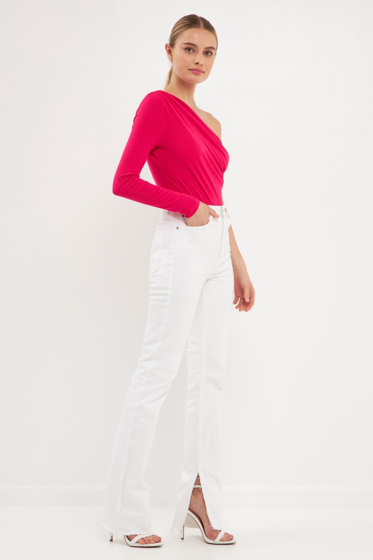 ENDLESS ROSE - One Shoulder Knit Bodysuit - TOPS available at Objectrare