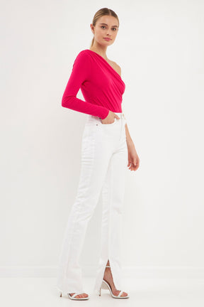 ENDLESS ROSE - One Shoulder Knit Bodysuit - TOPS available at Objectrare