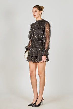 ENDLESS ROSE - Gold Dot Printed Mini Dress - DRESSES available at Objectrare