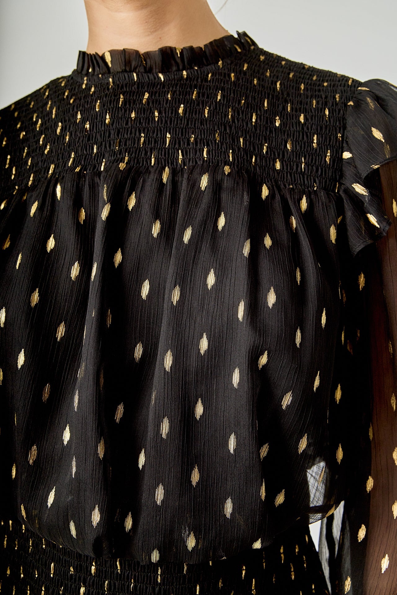 ENDLESS ROSE - Gold Dot Printed Mini Dress - DRESSES available at Objectrare